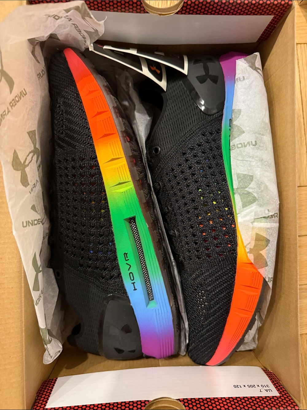 Under Armour Pride Men’s Black Knit Athletic Shoes with Rainbow Gradient Sole